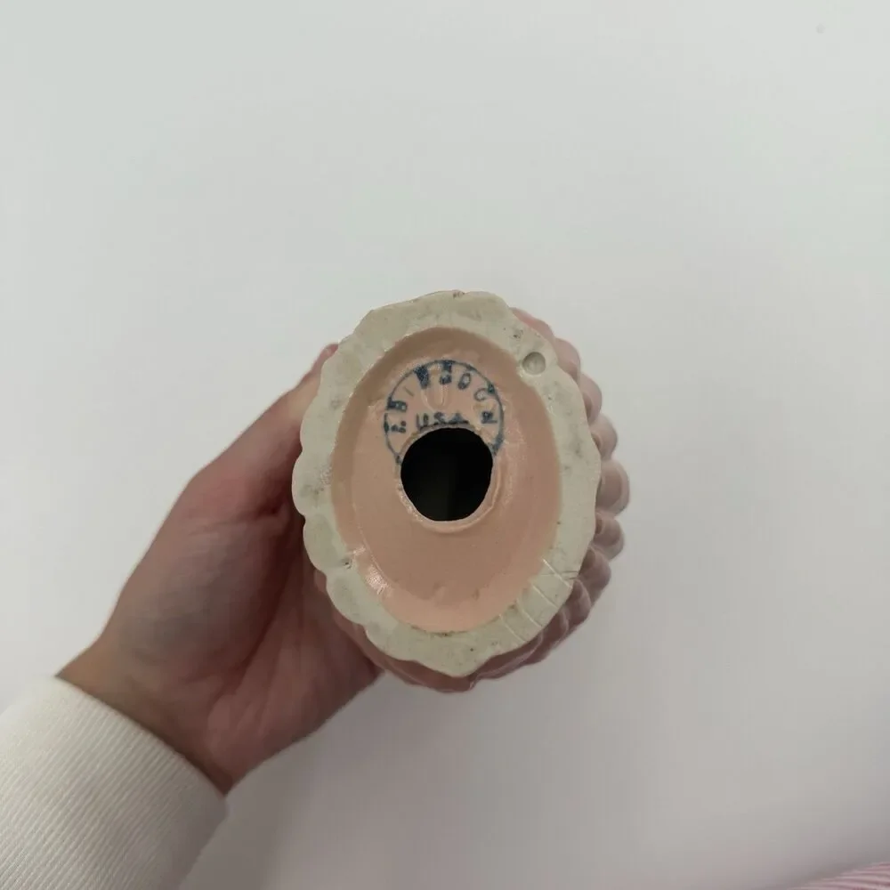 Abingdon Pottery Seashell Clamshell Pink Candle Holder USA Decor